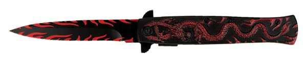 SG-KS1065RD Falcon 8.75 Inch Red Dragon Folding Spring Assist Knife Online Sale