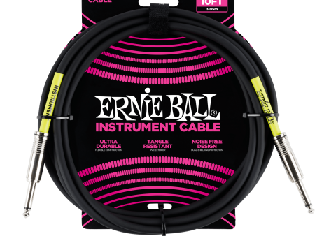 P06048 Ernie Ball 10 ft Guitar Cable Black 1 4 Straight Fashion