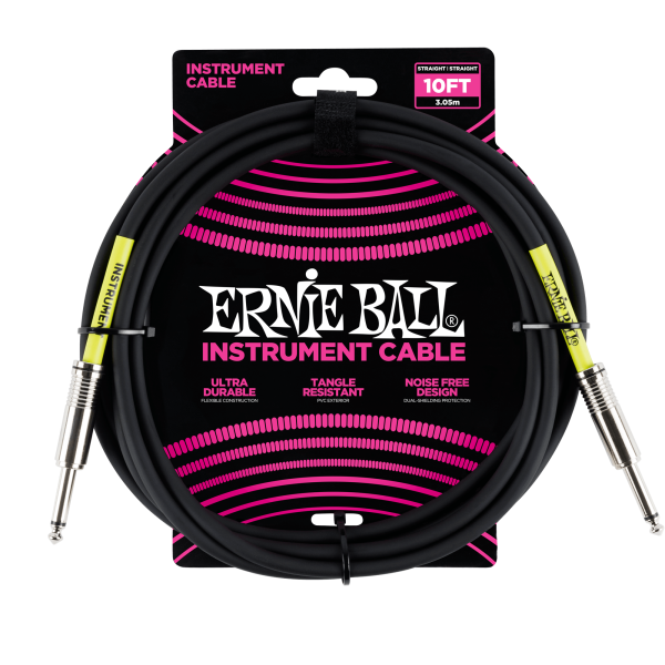 P06048 Ernie Ball 10 ft Guitar Cable Black 1 4 Straight Fashion