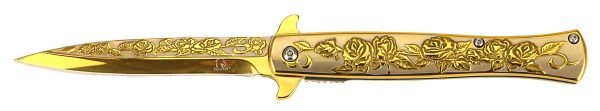 SG-KS3042GD Falcon 9 inch Gold   Titanium Rose Folding Spring Assist Knife Online