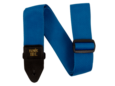 P05352 Ernie Ball Pearl Blue With Black Polypro Guitar Strap on Sale