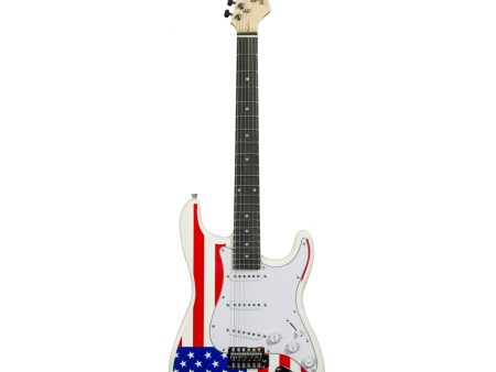 MEDCAF Main Street Double Cutaway Solid Body Guitar with American Flag Design Online now