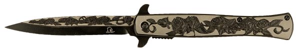 SG-KS3042BK Falcon 9 inch Black Rose Folding Spring Assist Knife Discount