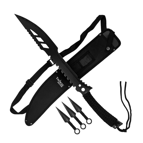 SK1715BK Tactical Master 26 in Machete Set with 3 Throwing Knives Online Hot Sale