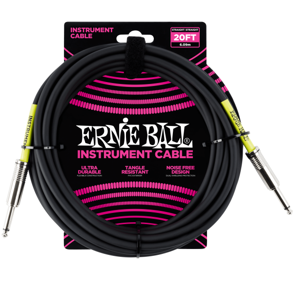 P06046 Ernie Ball 20 ft Guitar Cable Black 1 4 Straight Discount