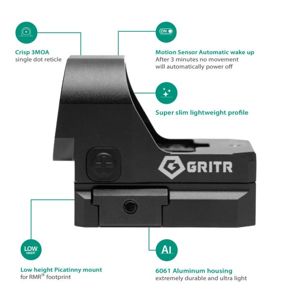 GRIT-RDS GRITR Caracara 3.0 MOA Single Red Dot Reticle Reflex Sight Online Sale