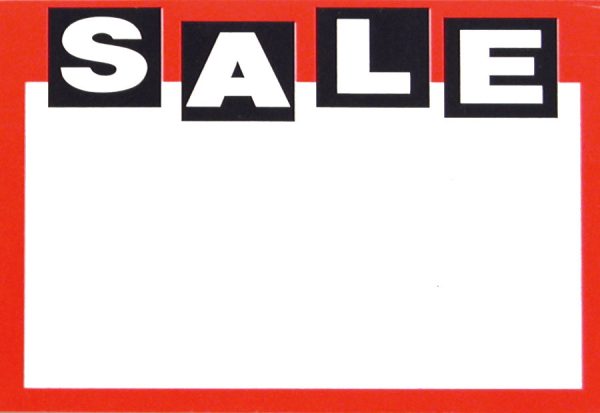 TA1132 50 pcs Paper Sale Sign 2-3 4 x 1-7 8 Sale