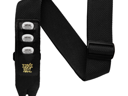 P04039 Ernie Ball Black With Black Pickholder Polypro Guitar Strap Online Sale