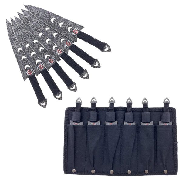 SG-A0243DM 6 Pc Set Demascus Blade Throwing Knives Discount