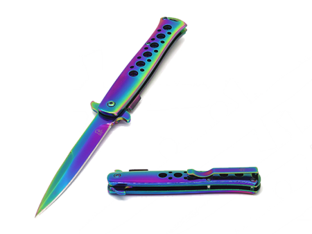 SG-KS1109RB Falcon Spring Assist 9 Inch Overall Knife - Rainbow on Sale