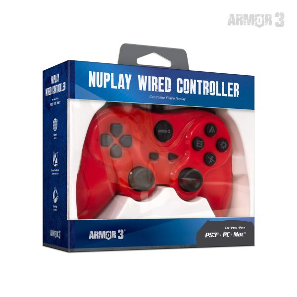 M07224-RD NuPlay Wired PS3 Controller - Red For Cheap