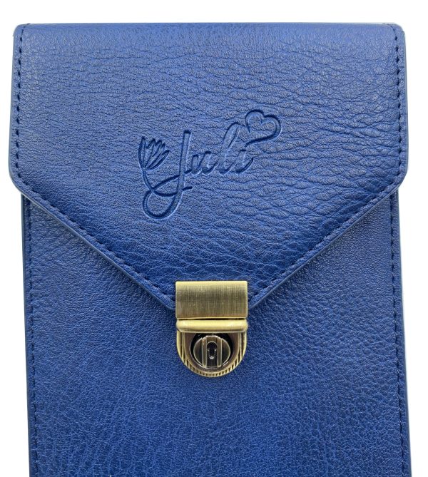 JPW1-BL  Juli Cross Body Phone Case- Clutch - Blue Animal Free Leather Online Hot Sale