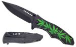 SG-KS1973GM 7.75 inch Overall Weed Leaf Design Folding Knife - Black Online Sale