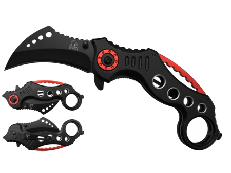 SG-KS3293BR Falcon Black 6-Inch Folding Knife With Black Blade - Red Accents Online