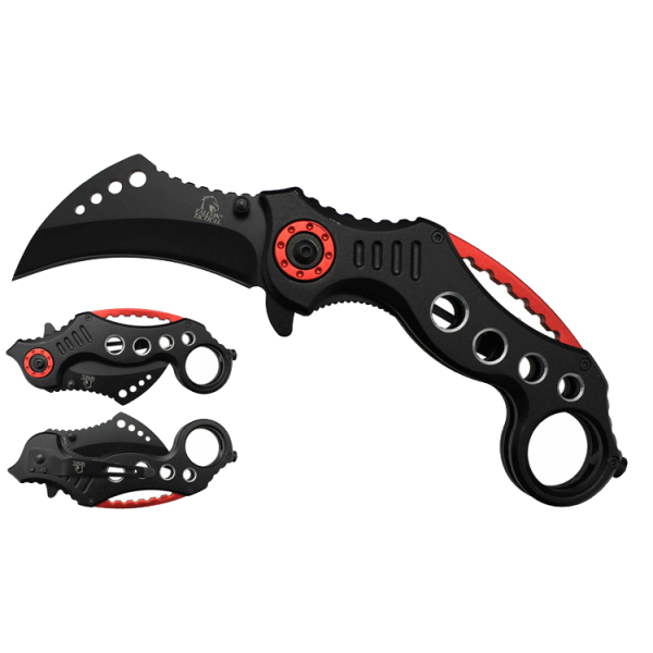 SG-KS3293BR Falcon Black 6-Inch Folding Knife With Black Blade - Red Accents Online