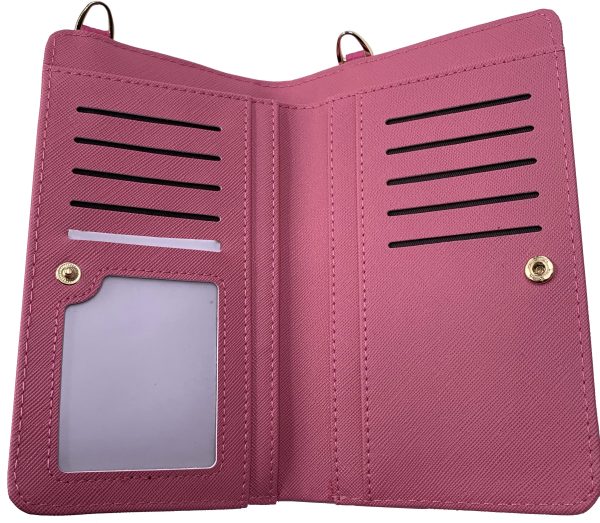 JPW2-PNK  Juli Cross Body Wallet and Phone Storage in Pink Animal-Free Leather Online Hot Sale