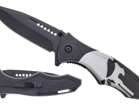 SG-KS1973SK 7.75 inch Overall Skull Design Folding Knife - Black Online Hot Sale