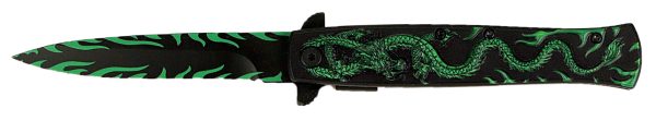 SG-KS1065GN Falcon 8.75 Inch Green Dragon Folding Spring Assist Knife Sale