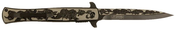 SG-KS3042BK Falcon 9 inch Black Rose Folding Spring Assist Knife Discount