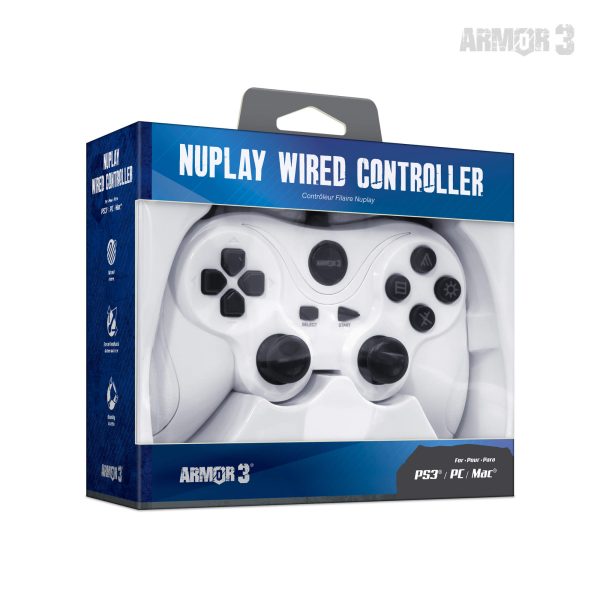 M07224-WT NuPlay Wired PS3 Controller White Fashion