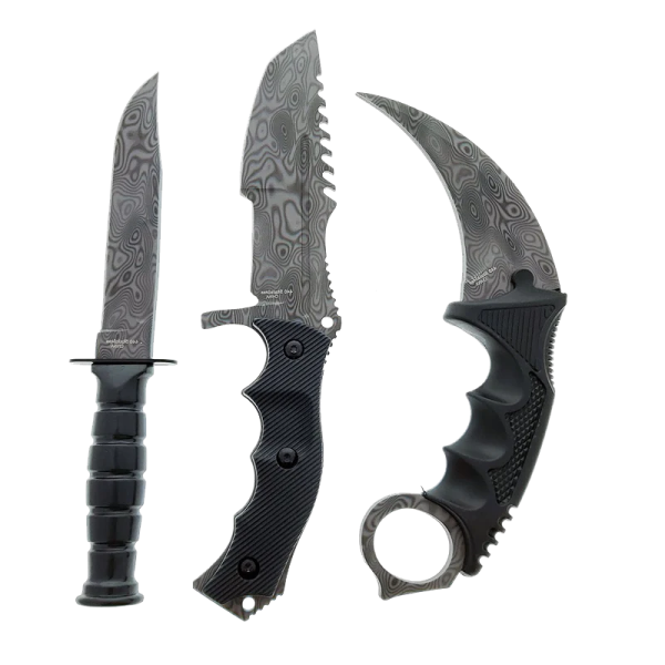 SG-KC165DM 3 pc Set Damascus Tactical Knives Cheap