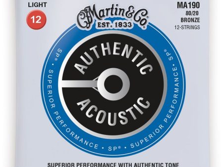 MA190 Martin Authentic 80 20 Bronze Light Gauge 12 String Acoustic Set Cheap