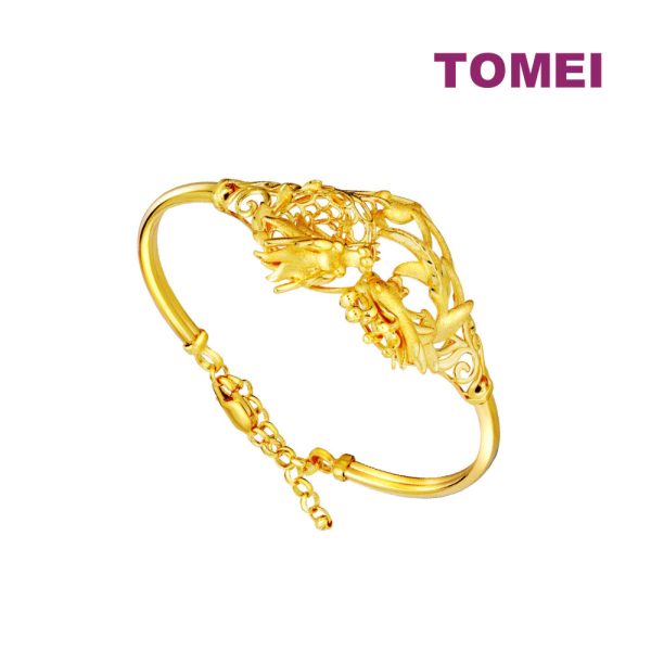 TOMEI Dragon and Phoenix Bangle, Yellow Gold 916 Supply