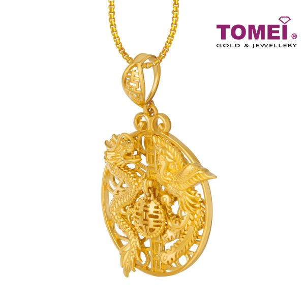 TOMEI Dragon & Phoenix Pendant, Yellow Gold 916 For Cheap