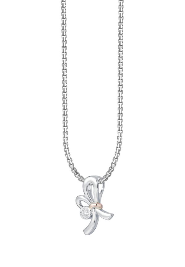 TOMEI Diamond Pendant Set, White+Rose Gold 585 on Sale