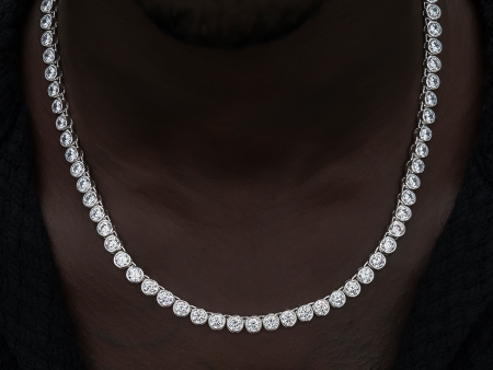 Bezel Tennis Chain in White Gold- 5mm Online Sale