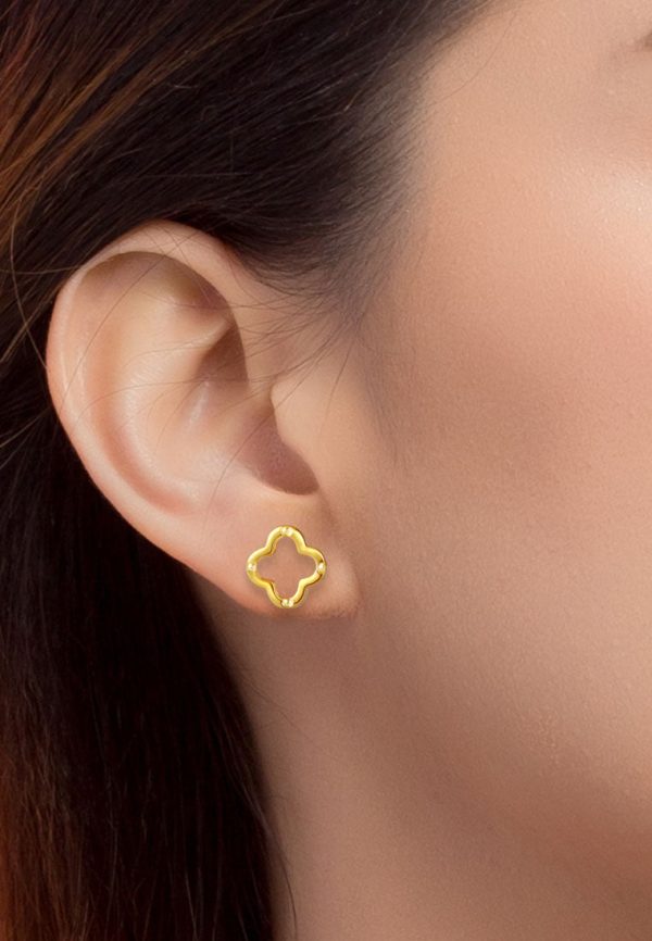 TOMEI [Online Exclusive] Lusso Italia Clover Earrings, Yellow Gold 916 Online now