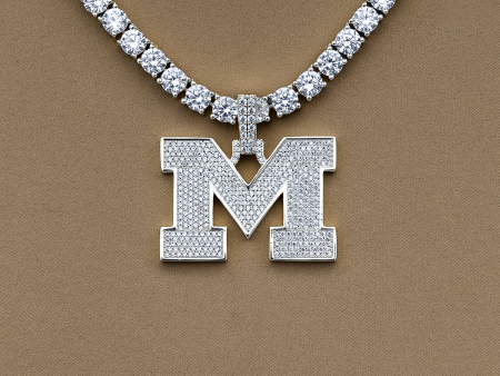 University of Michigan Wolverines Official NCAA Micro Logo Pendant in White Gold Discount