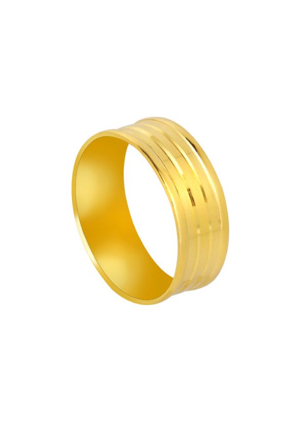 TOMEI Line Patterned Xi De Ring, Yellow Gold 916 Online Hot Sale