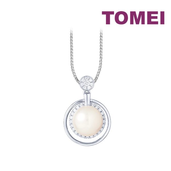 TOMEI Lustrous Pearl Pendant, White Gold 750 For Discount