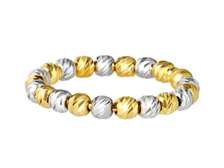 TOMEI Dual-Tone Full Circle Beads Ring, Yellow Gold 916 For Discount