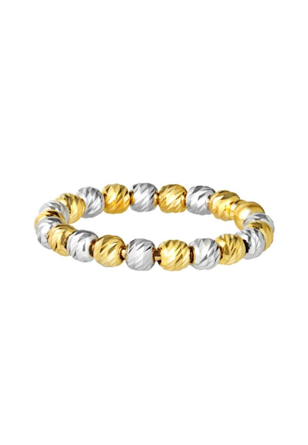 TOMEI Dual-Tone Full Circle Beads Ring, Yellow Gold 916 For Discount