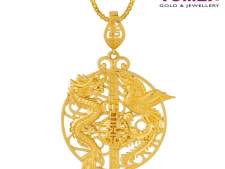 TOMEI Dragon & Phoenix Pendant, Yellow Gold 916 For Cheap