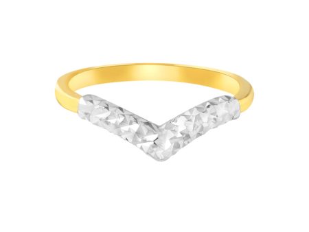 TOMEI Dual-Tone V Trending Ring, Yellow Gold 916 For Discount