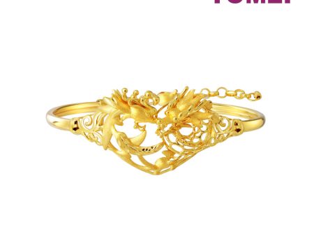 TOMEI Dragon and Phoenix Bangle, Yellow Gold 916 Supply