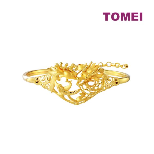 TOMEI Dragon and Phoenix Bangle, Yellow Gold 916 Supply