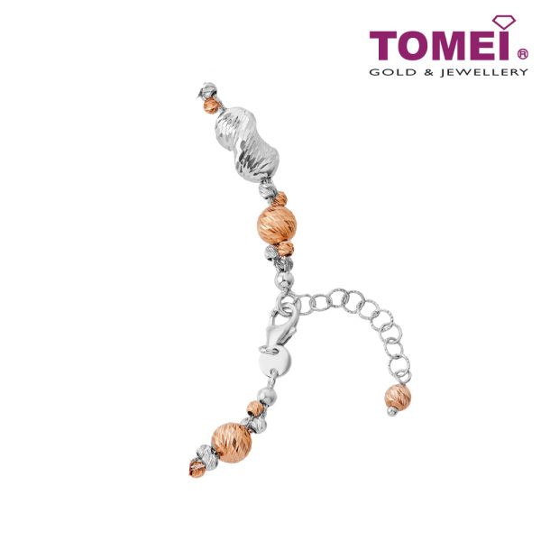 TOMEI Dual-Tone Glittering Shells Bracelet, White+Rose Gold 585 Online Hot Sale