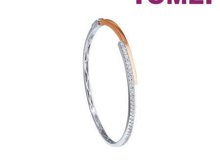 TOMEI Rosy Winter Collection Diamond Bangle, White+Rose Gold 585 For Cheap