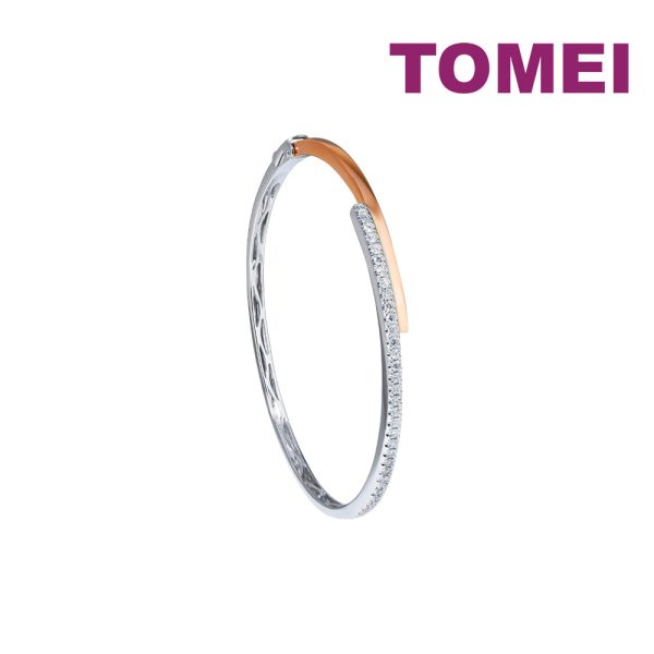 TOMEI Rosy Winter Collection Diamond Bangle, White+Rose Gold 585 For Cheap