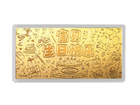 TOMEI Happy Birthday My Dear I Gold Foil 0.5G, Yellow Gold 9999 Discount