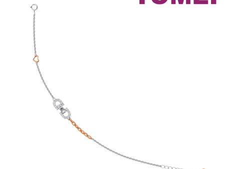 TOMEI Rosy Winter Collection Diamond Bracelet, White+Rose Gold 585 Online