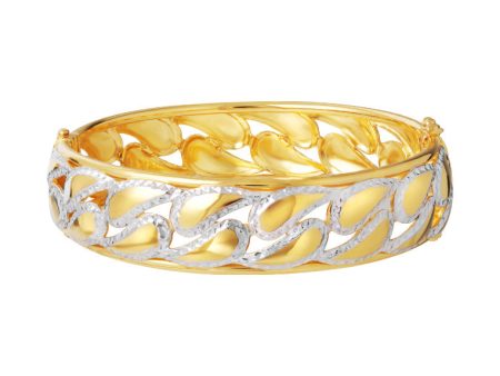 TOMEI Dual-Tone Line Patterned Bangle, Yellow Gold 916 Online