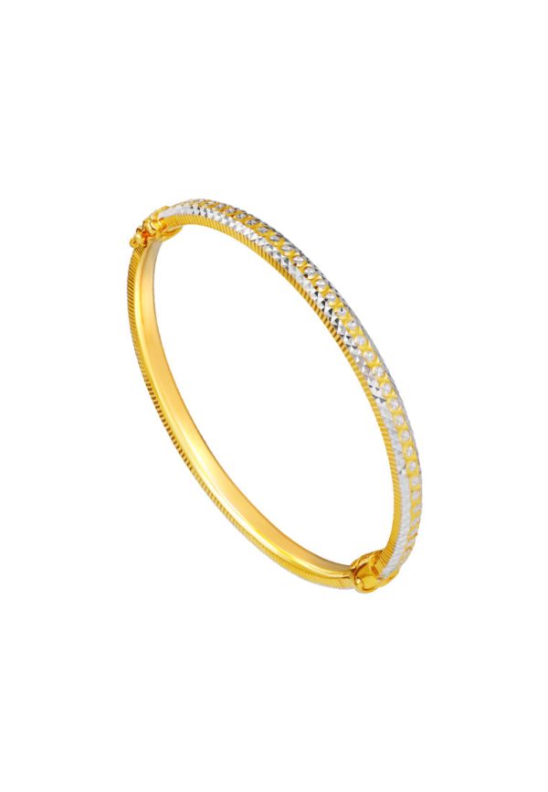 TOMEI Dual-Tone Thin Bangle, Yellow Gold 916 Supply