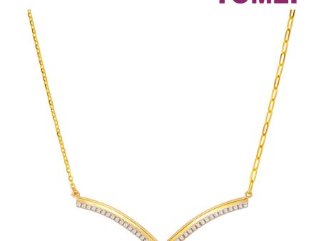 TOMEI Diamond Cut Collection V Trending Necklace, Yellow Gold 916 Fashion