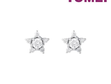 TOMEI Star Diamond Earrings, White Gold 750 For Discount