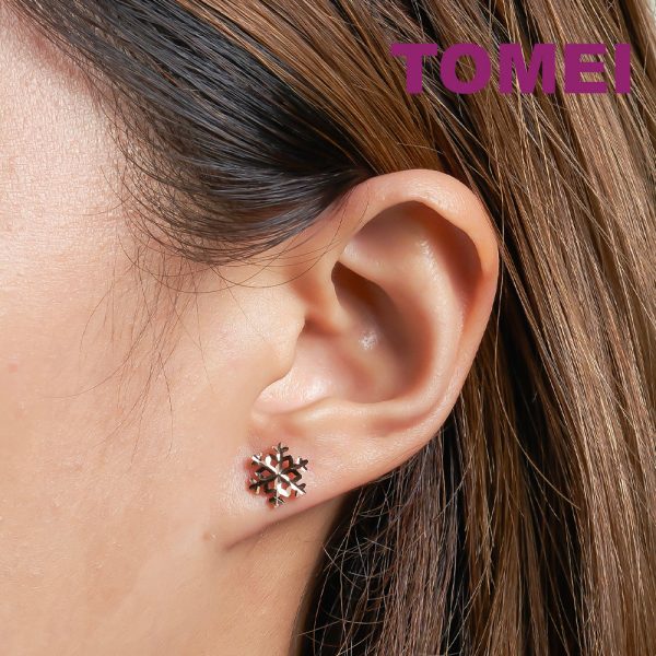 TOMEI Rouge Collection Snow Flake Stud Earrings, Rose Gold 750 For Sale